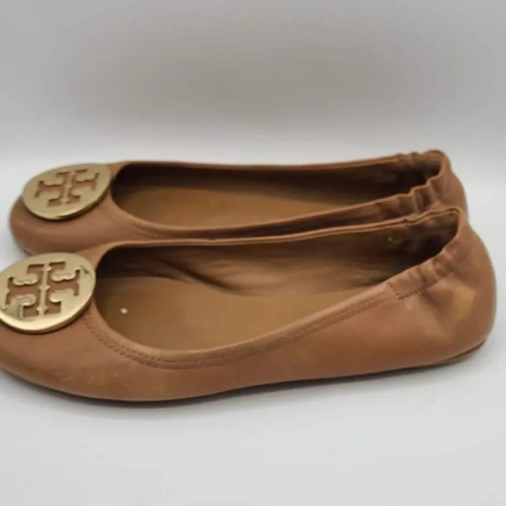 Tory Burch Minnie Travel Ballet Flats Tan (Carmel) size 8